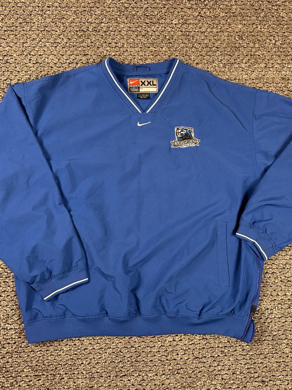 Y2K Nike Center Swoosh Rogers Royals Pullover Windbreaker Adult XXL 2XL Blue